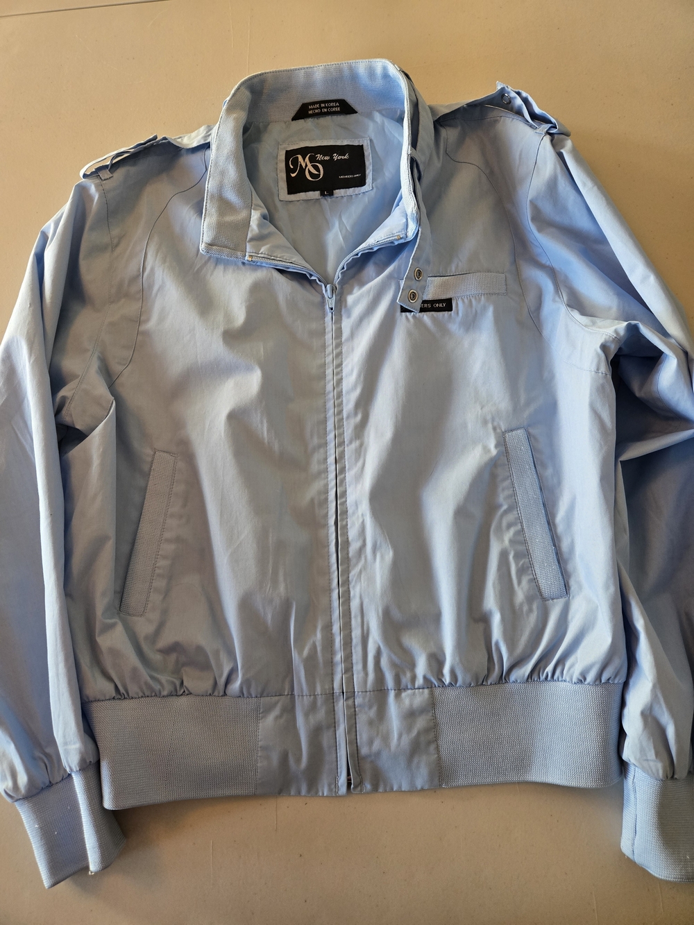 Vintage Light Blue Members Only Iconic Racer Jacket Size Large